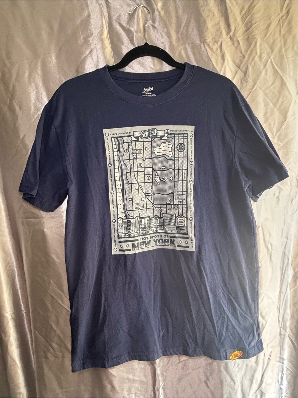 Seinfeld Men's Navy Short-Sleeve Graphic Tee - New York Map Print Size Medium